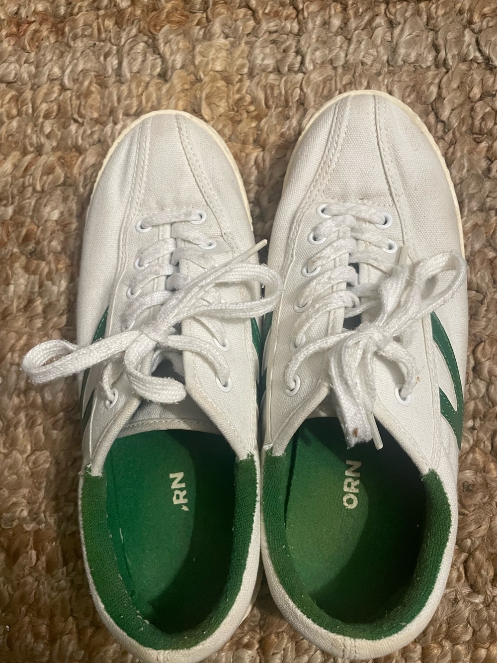 Women’s  White and Green Canvas Lace-Up tretorn Sneakers